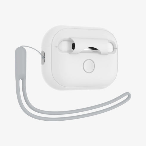 ACS05479 - Apple AirPods Pro 2 Case Silicone Fit + strap in black showing the front and side with strap